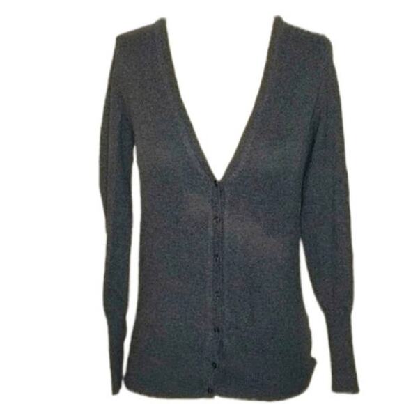 ZARA Knit Charcoal Gray V-Neck Fitted Cardigan Sweater M - Picture 15 of 16